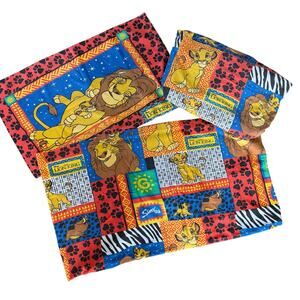 Vintage Disney Lion King Twin Sheet Set Simba Mufasa 90s Kids Bedding 3pc
